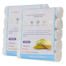 LionHeim 捲筒型玉米澱粉垃圾袋, 白色, 2個