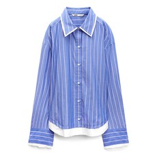 미쏘 여성용 배색 스트라이프 면 셔츠