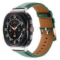 HAMATE 縫線皮革錶帶, 1個, 綠色