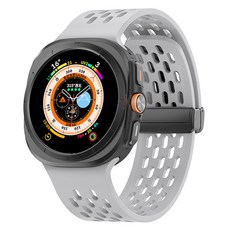 하마테 갤럭시워치 호환 멀티타공 마그네틱 버클 실리콘 스트랩, 그레이