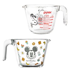 Corelle Brands 康寧餐具 Pyrex 玻璃迪士尼早安米奇量杯 + 史努比量杯組, 250ml, 透明