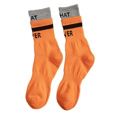 ROBROCO 女款雙色字母高爾夫襪 2雙組, 橘色, 1套