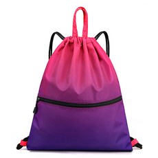 PDS Sports 漸層大容量前半口袋束口健身包, 1個, 玫瑰紅