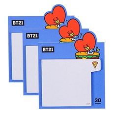 BT21 1단 점착 메모지 BITE, TATA, 3개, 1개입