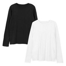 플랜데이 여성용 레모 라운드 헤리 티셔츠 2p