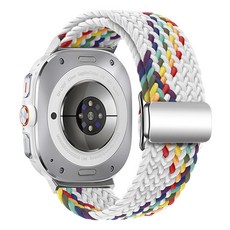 HAMATE Galaxy Watch 兼容磁吸扣編織錶環錶帶, 1個, 白色彩虹