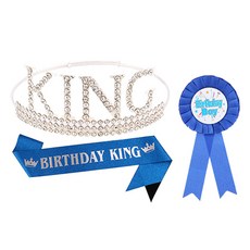 마켓감성 킹왕관 보이 생일 세트, 실버화이트, 블루실버, 1세트
