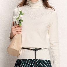 페이퍼먼츠 여성용 폴라 펀칭 긴팔 골지 니트 23134