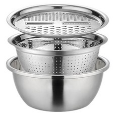 Withwin不鏽鋼萬用刨絲器3件組, 刨絲器 + 瀝水籃 + 調理盆, 1套
