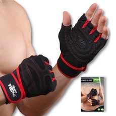 징바 배곧스포츠 통기성 미끄럼방지 실리콘 역도 크로스핏 헬스 장갑 양손착용, 레드, 1세트