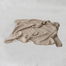lolbaby 孩童皺紗雪紡6層紗布毯, 素色米色