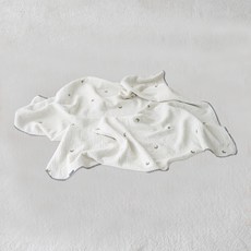 lolbaby 孩童皺紗雪紡6層紗布毯, 月亮星星灰色