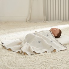 lolbaby 孩童皺紗雪紡6層紗布毯, 北極熊