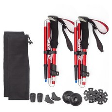 River Fox 超輕量3段折疊式健行登山杖2入組, 紅色, 1套