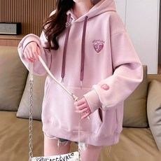 Maychel抽繩小熊字母刺繡前口袋長袖連帽T恤 13544