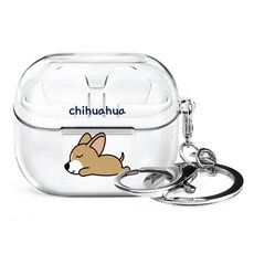 아이무이 코자모음 투명 키링 이어폰 케이스, 치와와, 1개, 갤럭시 버즈3 / 버즈3프로