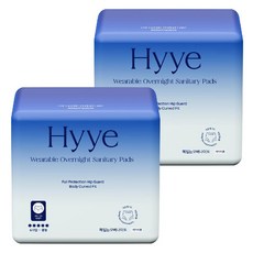Hyye 夜用褲型衛生棉, 6片, 2包, 中型(90~100號)