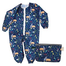 BEBE CHOUETTE 兒童用防水連身全身美術罩衫 + 收納袋組合