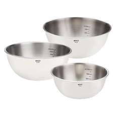 Munggeul不鏽鋼計量攪拌碗 象牙白 3件組, 3個攪拌碗, 1組