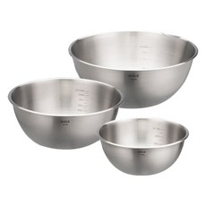 Munggeul不鏽鋼量杯攪拌碗 銀色 3件組, 3個攪拌碗, 1組