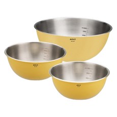 Munggeul不鏽鋼計量攪拌碗 黃色 3件組, 3個攪拌碗, 1組