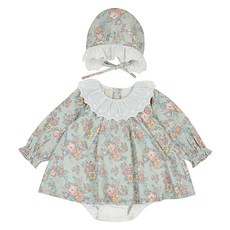 ETTOI 嬰兒 Lowell Flower 棉質連身衣和帽子套裝 + 購物袋