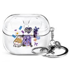 아이무이 퍼피키치 삼성 갤럭시 버즈3 / 버즈3 프로 공용 투명 키링 케이스, 시바견, 1개