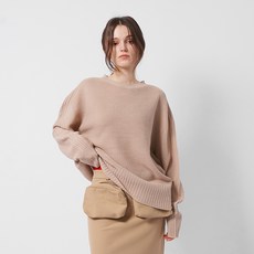 두낫플랜 여성용 홀가먼트 양두 라운드 니트