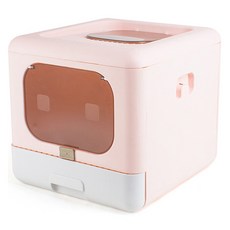 고양이 스퀘어 접이식 캣 토일렛, 핑크, 1개