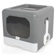 方形折疊貓砂盆, 灰色