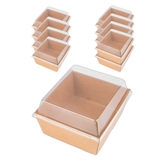 牛皮紙方形三明治容器, 1個, 10入