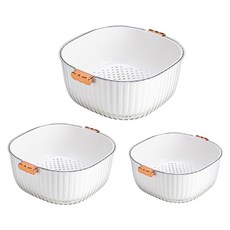 마켓피오 이중층 손잡이 세척 바구니 3종 세트, 혼합색상, 1세트