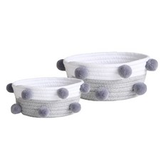 Market Pio 家居毛球繩編化妝品收納籃 2件組, 類型3, 1套