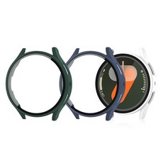 ZELSEN 智慧手錶 全包覆一體式9H鋼化玻璃保護殼 商務3件組, 1套, 海軍藍, 白色, 深綠色