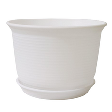 포쳐베네 세라믹 질감 플라스틱 심플 화분 + 받침 세트 소형, 화이트, 1세트