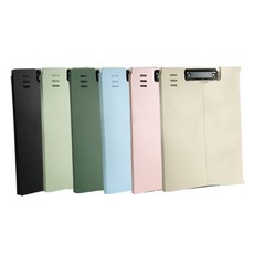 BOOJA58 直立式板夾文件夾 6件組 A4, 藍色 + 淺綠色 + 深綠色 + 黑色 + 象牙白色 + 粉紅色, 1套