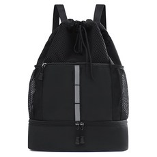 PDS스포츠 다용도 상하단 포켓 드로스트링 스포츠 짐색, 블랙, 1개