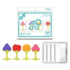 ange 固齒器4件組, 混合色, 固齒器 草莓 + 柳橙 + 葡萄 + 蘋果, 1套