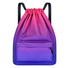 PDS運動 漸層寬版前口袋束口健身包, 1個, 玫瑰紅