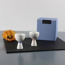 月鹽 陶瓷長鼓酒杯 50ml x 2款 情侶套組, 彩色, 1套