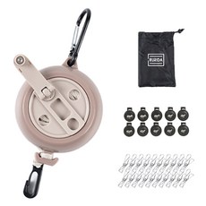 Rurida 旅行露營便攜式10m曬衣繩4件組 升級版, 米色, 1套