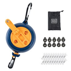 Rurida 旅行露營便攜式10m曬衣繩4件組 升級版, 藍色, 1套