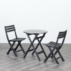 도리퍼니처 보야주 접이식 테이블 + 의자 2p 세트, 블랙