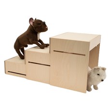 LAtelierDeBois 寵物用深度可調實木階梯, 象牙白(墊), 1個