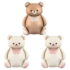 조이파티 은박풍선 리본곰돌이 2종 3p 세트, 라떼, 크림, 크림, 1세트