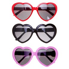 Party09 愛心造型眼鏡 3件組, 紅色, 黑色, 粉紅色, 1套