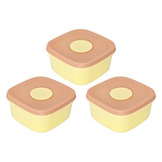 Nicoleta 韓國產幼兒副食品矽膠盒, 黃粉色, 3個, 200ml