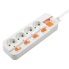 SFEX 自動滅火延長線 主獨立開關 4孔, 1個, 150cm, 白色, 單品