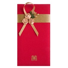 Maket Gamseong 紅色信封 緞帶裝飾信封 紅色 玫瑰金, 1個