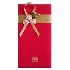Maket Gamseong 紅色信封 蝴蝶結裝飾信封 紅色 玫瑰粉色, 1個